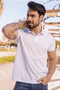 Camisa Polo Branca Piquet
