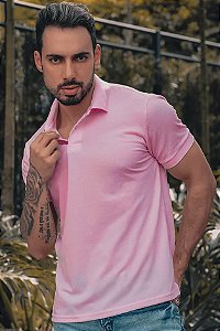 Camisa Polo Rosa Bebê Piquet