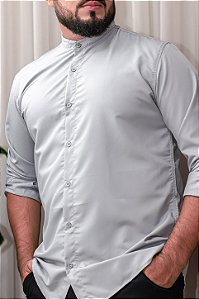 Camisa Prata Gola Padre - Manga Longa