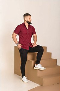 Camisa Gola Padre Marsala Manga Curta