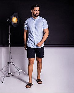 Camisa  Gola Padre Azul Bebê Manga Curta