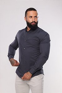 Camisa Chumbo Manga Longa - Gola Padre