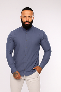 Camisa Cinza Azulado Manga Longa - Gola Padre