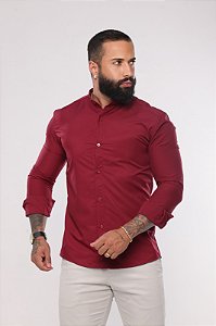 Camisa Marsala Manga Longa - Gola Padre