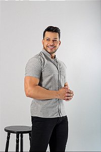 Camisa Prata Gola Padre - Manga Curta