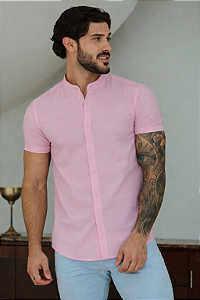 Camisa Rosa Bebê Gola Padre - Manga Curta