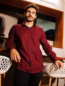 Camisa Marsala Gola Italiana - Manga Longa