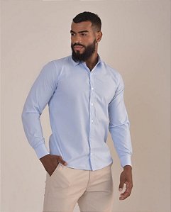 Camisa Azul Bebê Gola Italiana - Manga Longa