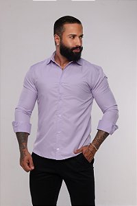 Camisa Lilás Gola Italiana - Manga Longa