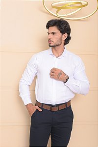 Camisa Branca Gola Italiana - Manga Longa