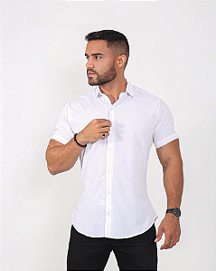 Camisa Branca Gola Italiana - Manga Curta
