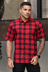 Camisa Xadrez Vermelho Flanela - Manga Curta