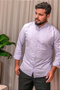 Camisa Lilás Gola Padre - Manga Longa