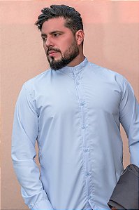 Camisa Azul bebê Manga Longa - Gola Padre