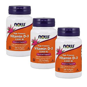 KIT C/3 VITAMIN D-3 2000UI  120 SOFTGELS - NOW FOODS