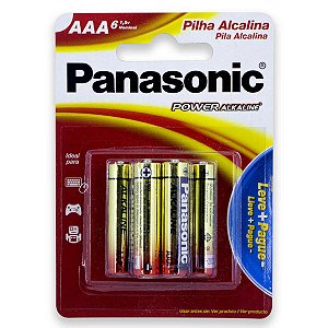 06 Pilhas AAA Palito Alcalina Panasonic 1 Cartela