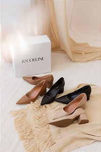 SCARPIN LIA LINE NUDE SALTO BLOCO MEDIO