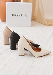 SCARPIN LIA LINE PRETO SALTO BLOCO ALTO