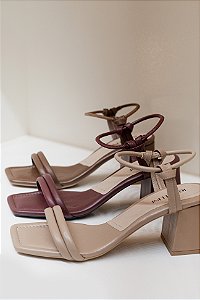 SANDALIA LECOLLINE NUDE SALTO BLOCO NICE