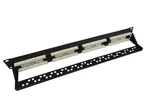 Patch Panel 24 Portas Cat.6 RJ45 Giga 1U Altura Guia Traseira Organizadora