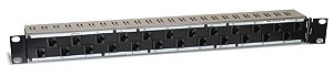 Painel de Baluns 24 Posições Rj45 X IEC Spinner Com 24 módulos 1U Padrão 19 Polegadas Rack