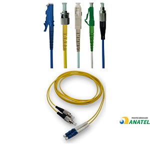 Cordões Ópticos Simplex ou Duplex, Com Polimento PC/UPC/APC, Com Conectores LC/SC/FC/ST/LSH (E2000) e Revestimento COG ou LSZH