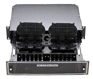 Distribuidor Interno Óptico DIO 48 Fibras SC 19" Padrão Rack 1U - Vazio - Sem Pigtails E Acopladores Ópticos