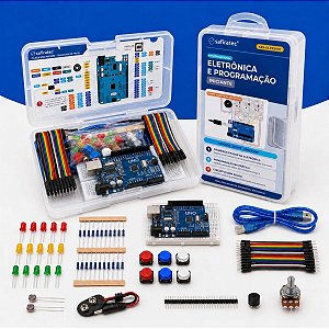Kit Eletrônica Para Iniciantes Safiratec para Aprender Programação e Automação com Placa Compatível Com Arduino UNO R3 e Componentes Eletrônicos