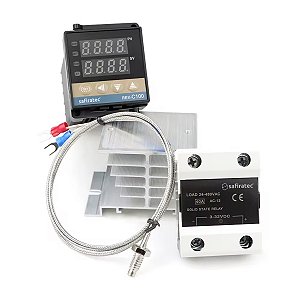 Kit Controlador Temperatura Digital Pid 40a Rex-C100 Termostato Relé SSR 40A Termopar K Dissipador de calor