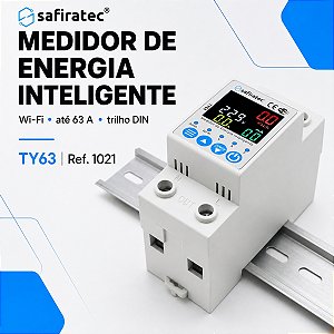 Medidor de Energia Monofáfico Inteligente Wifi c/ Timer 63A Safiratec TY63