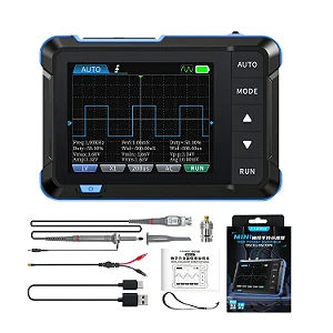 Mini Osciloscópio Portátil Fnirsi Dso153 1mhz Gerador Função + Ponta de Prova P6100 + Adaptador BNC