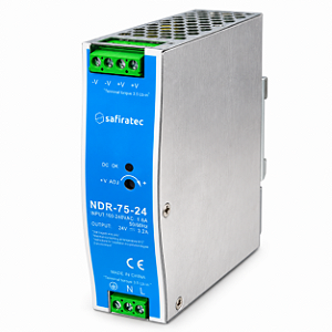 Fonte Chaveada 24V 3A 75W para Trilho DIN NDR-75-24 Safiratec