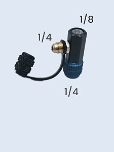 ADAPTADOR ZL PARA MANOMETRO 1/4"F  COM ACIONADOR E SAIDA LATERAL DE 1/4 X 1/8 NPT FEMEA