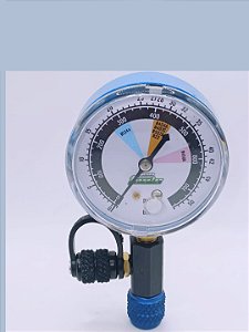 MANOMETRO PARA PRESSURIZAÇÃO 800 PSI  COM ADAPTADOR 1/4 FEMEA E SAIDA LATERAL COM VALVULA SCHRADER E CAPS
