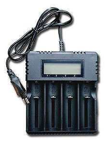 Carregador Quadruplo Lcd Bateria 18650, 16340, 14500, 26650