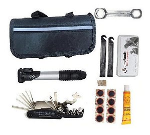Kit Ferramentas P/ Bike Bicicleta Chaves Remendo Reparo e Bomba de Pneu