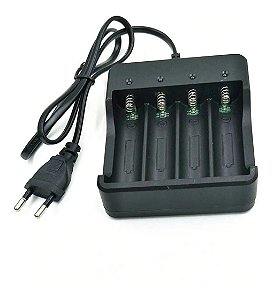 Carregador Quadruplo Para Baterias 18650 Bivolt Com Fio Mola