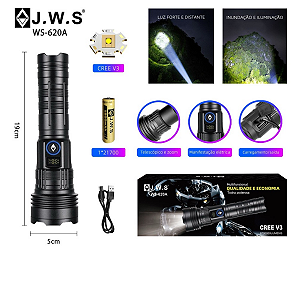 Lanterna Tática Led Cree V3 Longo Alcance Original Jws Usb