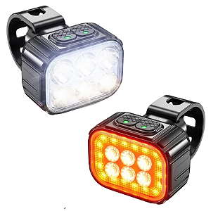 Kit Farol e Lanterna Traseira Bike 6 Leds Recarregável USB