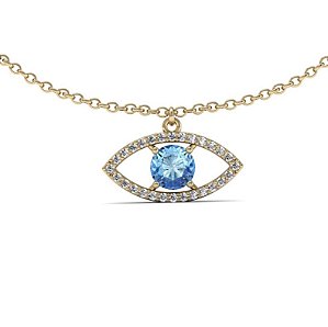 Colar Olho Grego Topázio Azul com Diamantes