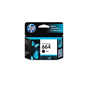 Cartucho HP 664 Preto Original (F6V29AB) Para HP Deskjet 2136, 2676, 3776, 5076, 5276 - Embalagem com 01 unidade