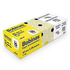 Bobina térmica p/ cartão de crédito/relógio de ponto 57mmx25mt - Spiral - Embalagem com 10 unidades