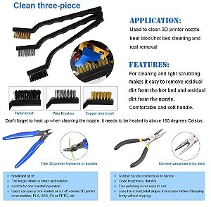 Kit Escova de limpeza e alicates para impressora 3D