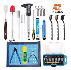 Kit Ferramenta para impressora 3D com 42 peças fefecomercioac + 01 Filamento ABS 1,75mm , cor preto - marca Esun + 01 Filamento PLA PRO 1 - cor Natural White - marca BASF 2,85mm- Fefe Comércio,Serviços de Assessoria e Consultoria