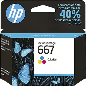 Cartucho de Tinta HP 667 Colorido Original (3YM78AB) Para HP DeskJet Ink Advantage 2376, 2776, 6476, 2874, 2800 HP - CX 1 UN