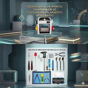 Impressora 3D Snapmaker U1 FDM Multicolorida + Kit de ferramenta 3D com 42 peças