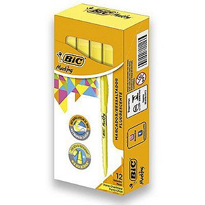 Pincel marca texto Marking amarelo 854815 BIC - Caixa com 12 unidades