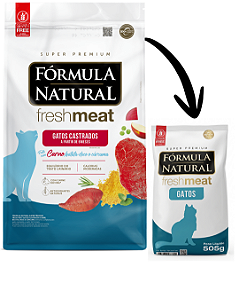 Ração Fórmula Natural Fresh Meat Gatos Castrados Carne 505g