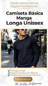 Molde Camiseta Básica Unissex Manga Longa com Punho