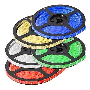 Fita Led 5050 Rolo 5 Metros 300 Leds Silicone Ip65 Várias Cores Prova Dágua Bivolt Branco Frio e Vermelho